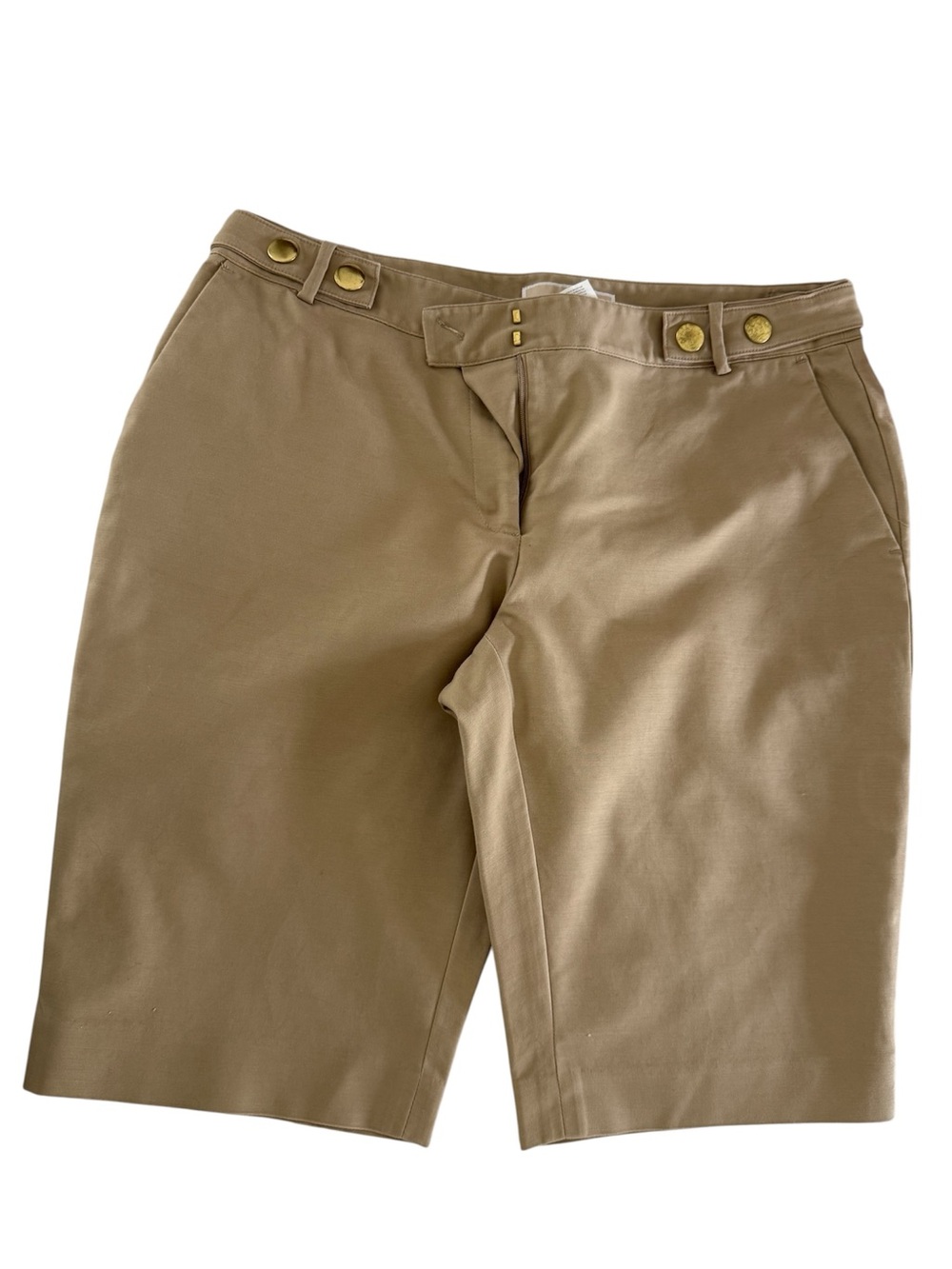 Michael Kors Tan Bermuda Shorts with Gold-Tone Buttons